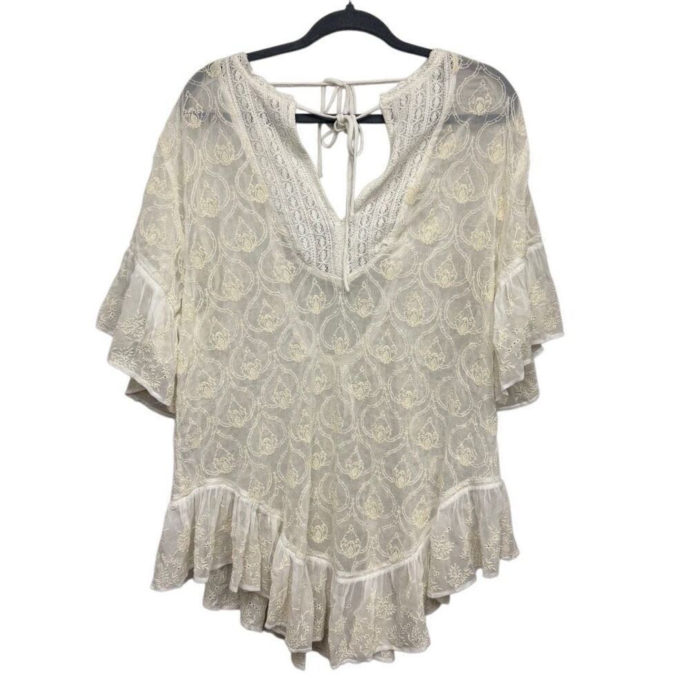 Anthropologie The Deco Tunic Dress in white size small
